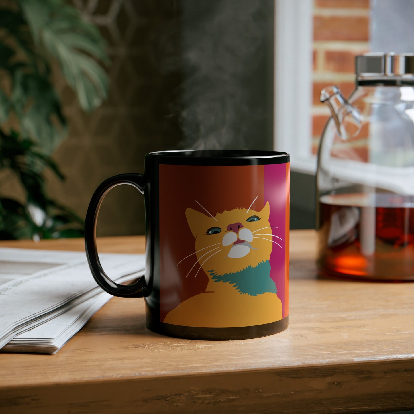 Rosie and Roxie Cat Black Mug